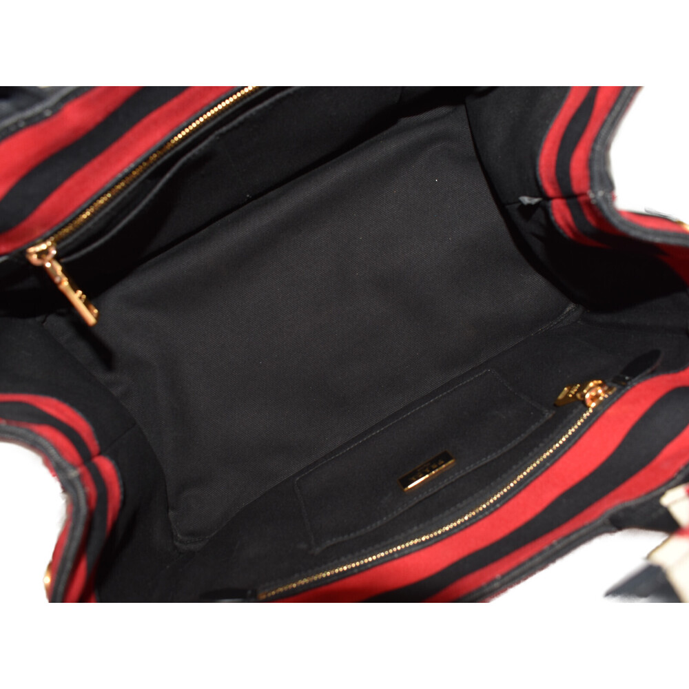 Prada Canapa Bag Black White Red shoulder strap card - Picture 5 of 7